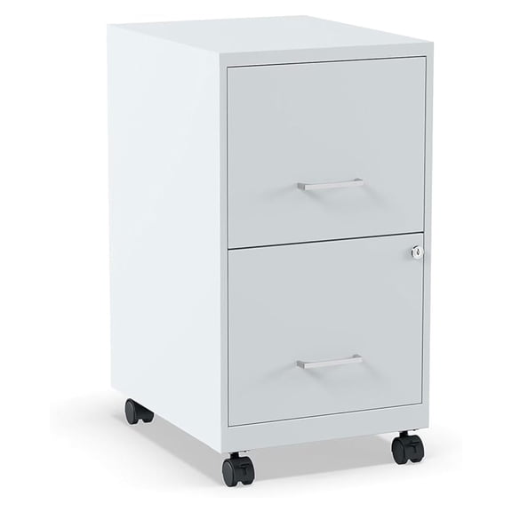 2-Drawer Vertical File Cabinet, Letter Size Documents, Lockable & Mobile, 18" D x 14" W x 26.3" H, Gray