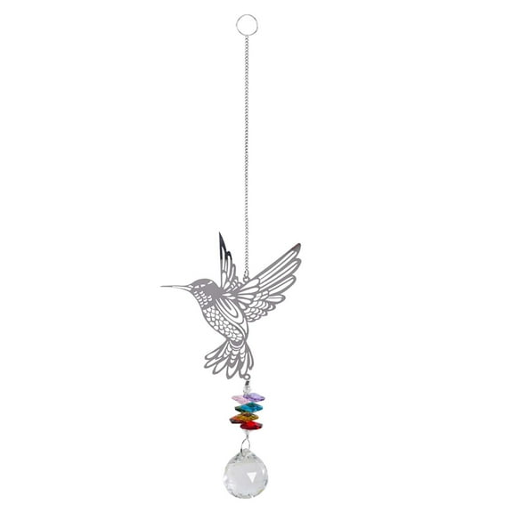 Rhinestones Hummingbird with Crystal Sun Catcher, Glass Window Hanging Ornament,Crystal Prism Suncatcher Outdoor Indoor Home Garden Party Decoration