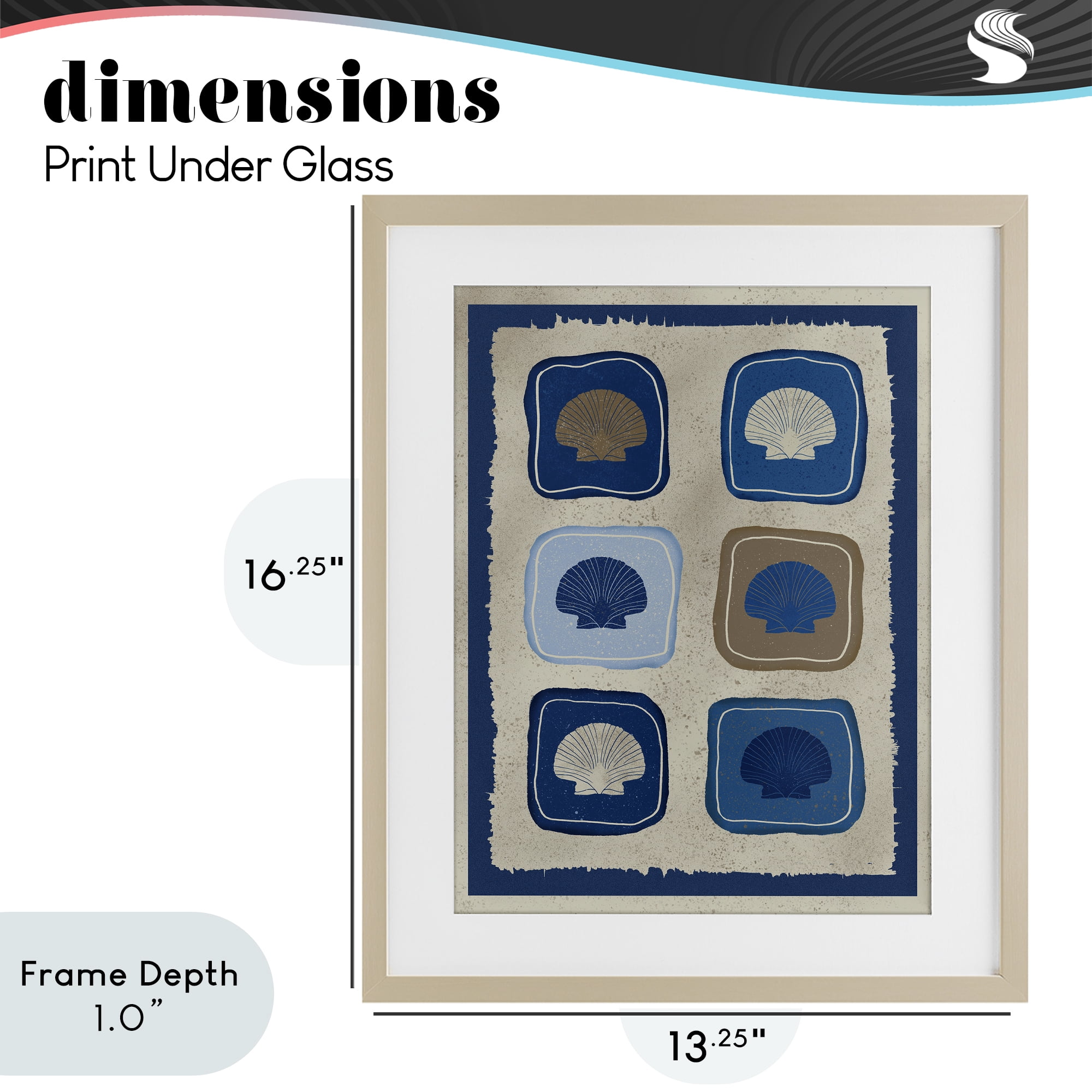 Stupell Industries Nautical Block Shells Birch Framed Print Under Glass, design by Julia Frost