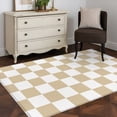 thumbnail image 3 of Beige Checkered Area Rug 3x5 FT, Non Slip Entryway Bedside Carpet, Geometric Cream Buffalo Plaid Washable Soft Floor Carpet Indoor Mat Non-Shedding Throw Rug for Dorm Kitchen Home Office, 3 of 8