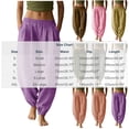 thumbnail image 4 of Horkkom Casual Pants for Women Cotton Elastic Waist Cuffed Pants Solid Color Loose Comfy Pants with Pockets L, 4 of 6