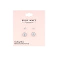 thumbnail image 4 of Brilliance Fine Jewelry Women's Round Simulated Diamond Duo Earring Set with Halo in Sterling Silver, 4 of 4
