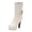 White, variant on Black Ladies High Heel Ankle Boots Double Buckle Pu Leather Chunky Platform Fall Winter Comfortable Outdoor