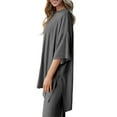thumbnail image 7 of BLVB Women Summer Casual 2 Piece Outfits Half Sleeve Side Slit Loose T Shirts Tops and Wide Leg Pants Lounge Pajama Sets, 7 of 7