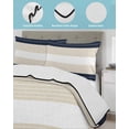 thumbnail image 4 of Quilts Twin Size, Navy Beige Striped Soft Comforter Bedding Set for Bed, Gradient Geometric Blue White Lightweight Quilted Bedspread with Pillow Cover(2 Pieces) for All Season, 68x86 Inch, 4 of 6
