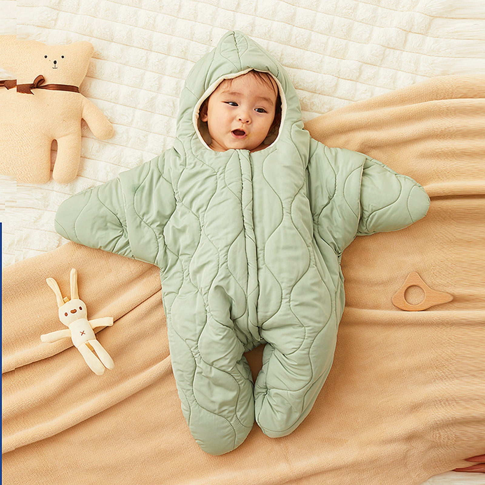 Kids Jacket,Cute Baby Snowsuit Winter Coat for Boys Girls Toddler One-Piece Outerwear Clothes for Snow & Ice,Girls Jacket,Light Green,6-9 Months