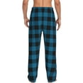 thumbnail image 3 of Uemuo Blue Black Plaid Pattern Men's Wide Leg Palazzo Lounge Pants with Pockets Light Weight Loose Comfy Casual Pajama Pants-XX-Large, 3 of 9