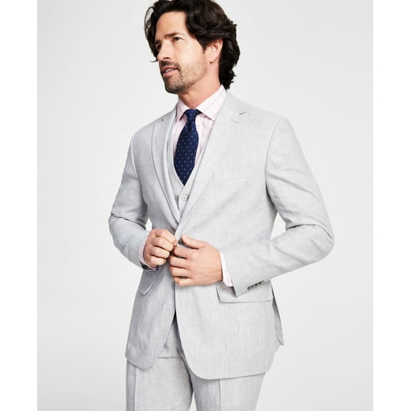 Tommy Hilfiger Mens Modern fit Suit Jacket Blazer 38 L Light Grey Solid Stretch