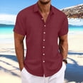 thumbnail image 2 of cllios Mens Cotton Linen Cuban Guayabera Shirt Casual Short Sleeve Button Down Shirts Summer Beach Tops, 2 of 6