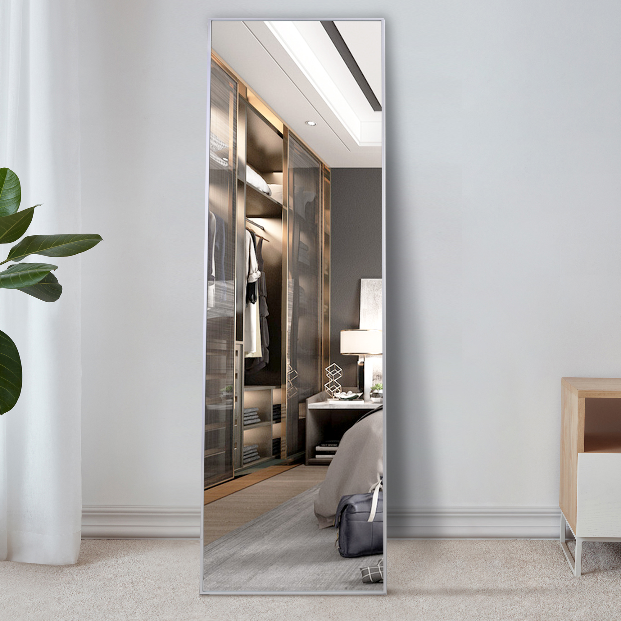 LVSOMT Full Length Floor Mirror, Free Standing Body Mirror, Wall