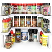 The Spicy Shelf Deluxe, 1 Set of 2 Shelves Spice Rack Organizer, Plastic, White