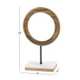 thumbnail image 4 of 9" x 14" Brown Mango Wood Circle Geometric Sculpture with Marble Stand, by DecMode, 4 of 9