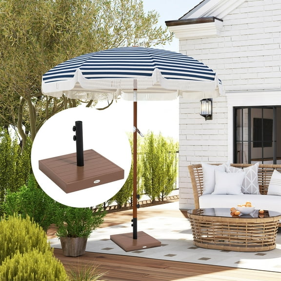 Outsunny Patio Umbrella Base, 42 lbs Concrete Heavy Duty Umbrella Base for 1.25"/1.5" Poles, Coffee