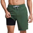 thumbnail image 1 of Bañador mamagic para hombre con forro de compresión, 23 cm, color verde oscuro, 1 of 6