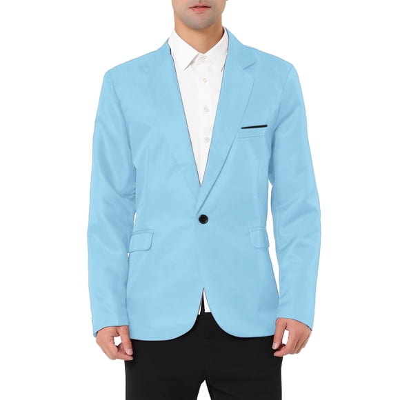 BLAZER DE HOMBRE INSPIRE CHIC De Un Botón Con Solapa Con Muesca, Bolsillo En El Pecho, Blazer Con Solapa Frontal 2XL Azul Claro