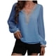 thumbnail image 1 of Tops para mujer Camisas Blusas Elegantes Camisas casuales de manga larga Moda Gasa Color sólido Patchwork Camisa de encaje Blusa superior de manga T Odeerbi  ODB-5, 1 of 6