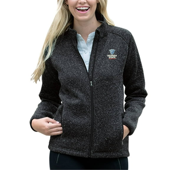 Women's Heather Black Georgia State Panthers Summit Fleece Sweater Full-Zip Jacket