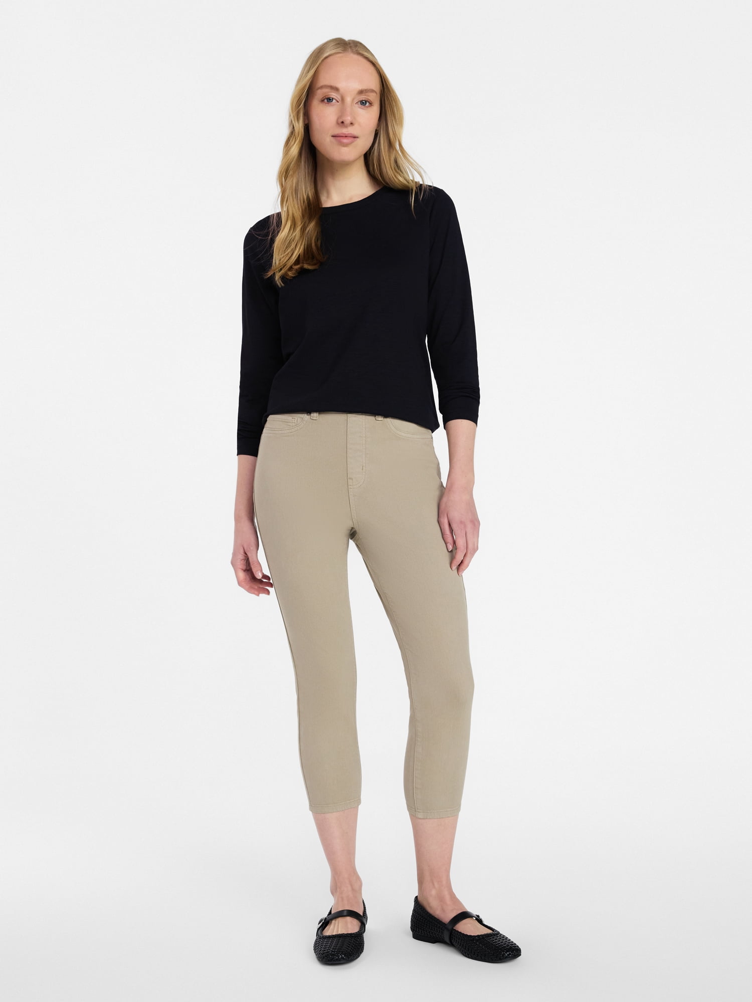 Time and Tru Women’s Slub Crewneck Tee with Long Sleeves, Sizes XS-XXXL