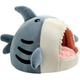 thumbnail image 4 of Shark Shape Cat Cave Bed with Thick Cushion, Kitten Soft Warm House for Indoor Cats, Cute Cat Tent with Removable Washable Cushioned Pillow, Anti-Slip Bottom Cat Hut Sleeping Bag-(Gray,S), 4 of 8