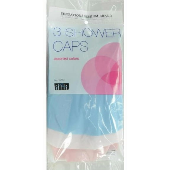 Siris Shower Caps, Assorted Colors 3 ea (Pack of 4)