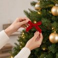 thumbnail image 2 of Burgundy Velvet Bow Christmas Tree Ornament Hanging Decoration for Wreaths and Garlands, 2 of 6