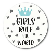 Magnet Me Up Girls Rule The World Magnet Decal, 5 Inch Round, Vinyl Automotive Magnet