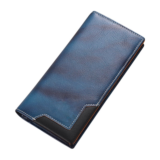 Cartera de cuero con bloqueo RFID para hombre | Diseño Slim Plegable Vintage | Cuero de plena flor | Gran capacidad con ranuras para tarjetas, ventana de identificación, ranura para chequera