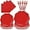 Red, variant on 96 Pcs Light Blue Paper Plates and Napkins Set Party Supplies, Tableware set for 24 Guest include Disposable Light Blue Scalloped Plates, Napkins and Forks for Baby Shower Bridal Shower Wedding