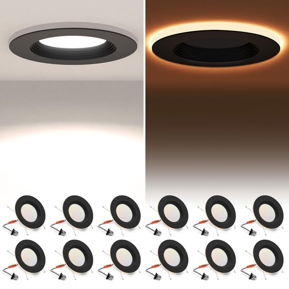 Luces LED empotrables POWERASIA, paquete de 12, 5/6", 12 W, regulables, 5 CCT