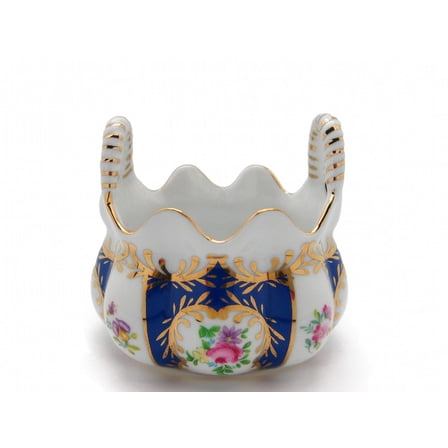 GENL Victorian Antique Basket Ceramic Jewelry Blue Box Royal
