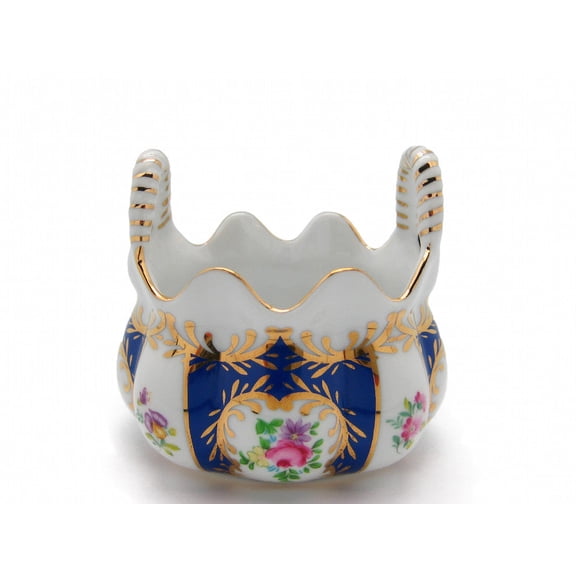 GENL Victorian Antique Basket Ceramic Jewelry Blue Box Royal