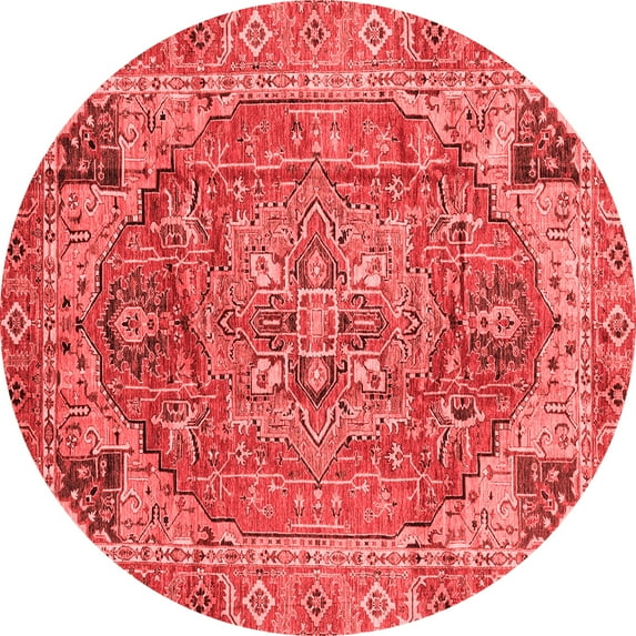 Ahgly Company Machine Washable Indoor Round Persian Red Traditional Area Rugs, 8' Round