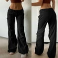 thumbnail image 4 of Autumn New Fashion Oversized Retro Overalls Women's Lace-Up Low Waist Street Casual Pants Women's Retro Plus Size Black Pants Women's Pants-3-M, 4 of 6
