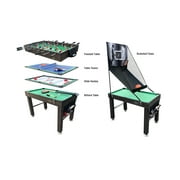 KICK Minotaur 48" 5-in-1 Multi-Game Table (Brown) - Combo Game Table Set - Foosball, Glide Hockey, Billiards/Pool, Table Tennis, and Basketball for Home, Game Room, Friends and Family!