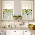 thumbnail image 4 of Summer Lemon Floral Kitchen Curtains and Valances Set, Rod Pocket Curtains Tier Farmhouse Window Curtains 36 Inch Length, Sage Green Eucalyptus Leaves Botanical 3 Piece Kitchen Curtains Set, 4 of 6