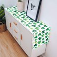 thumbnail image 4 of St Patrick's Day Green Shamrocks Clover Table Runners Cotton Linen Non-Slip Rectangle Dresser Scarves for Spring Party Holiday Kitchen Dining Banquet/Family Gathering Home Decor,14" x 72" long, 4 of 7