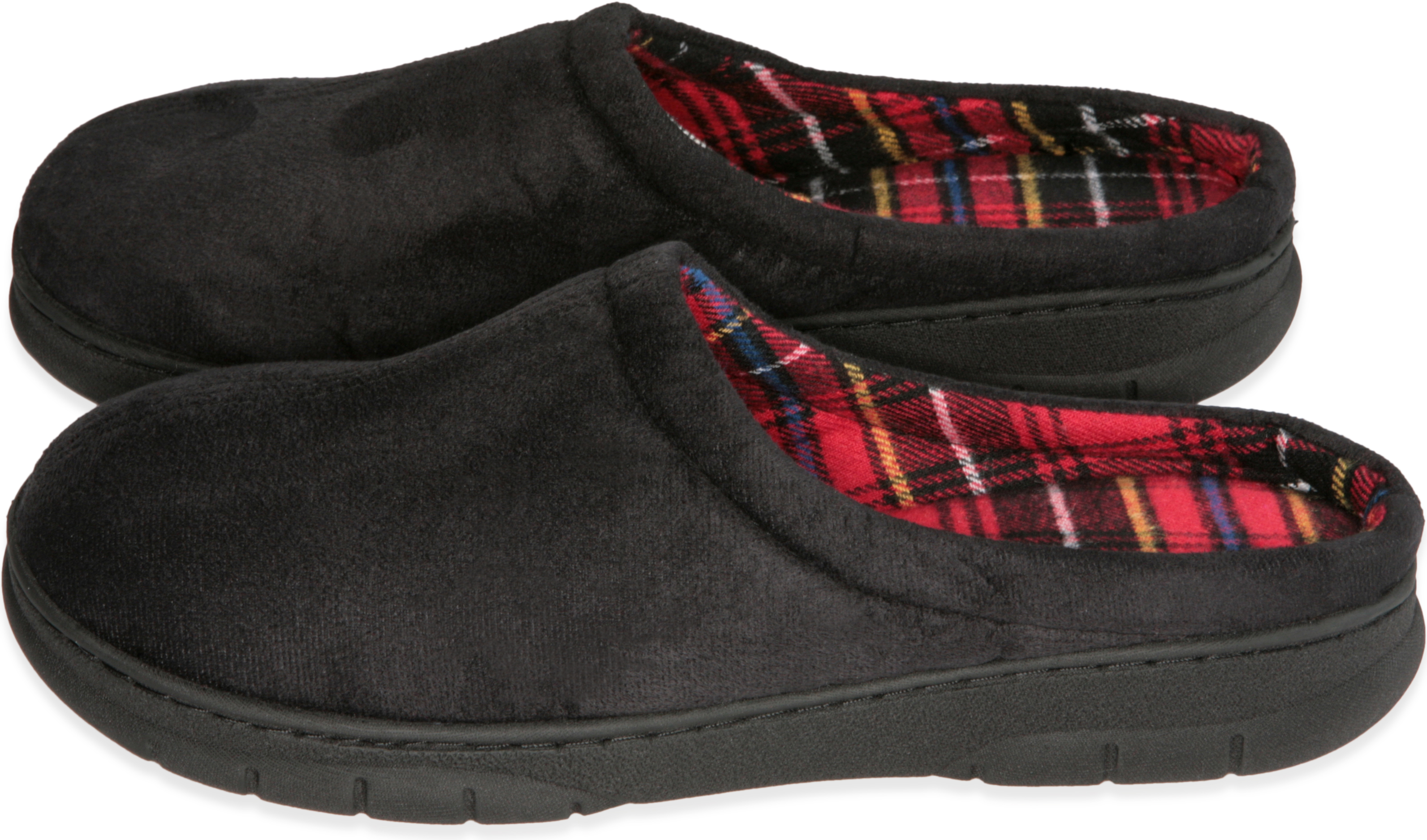 Deluxe Comfort Men's Memory Foam Slipper, Size 13-14 – Suede Vamp Checkered Lining – Memory Foam Insole – Strong TPR Outsole – Men's Slippers, Black Suede - image 2 of 5