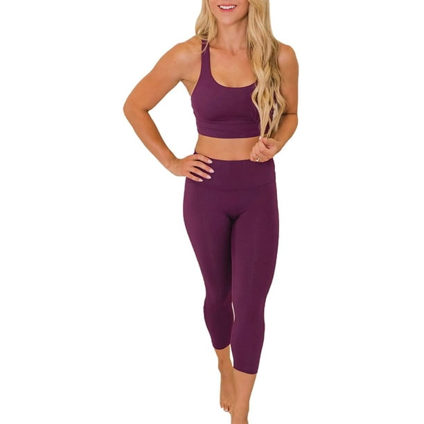 Tenue d'entraînement pour femmes 2 pièces Leggings de yoga sans couture  avec soutien-gorge de sport Ensemble de vêtements de sport Rouge X-Large 16  18 