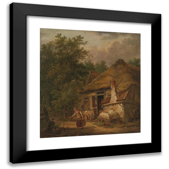 Pieter Pietersz. Barbiers 12x13 Black Modern Framed Museum Art Print Titled - Farmhouse Near Helvoirt (1814 - 1816)