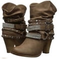 thumbnail image 3 of Botas vaqueras de mujer para invierno, botas de caballero de tubo medio, 2020, cinturón romano retro para mujer, zapatos de cuero de tacón alto, botas vaqueras de pantorrilla ancha, 3 of 5