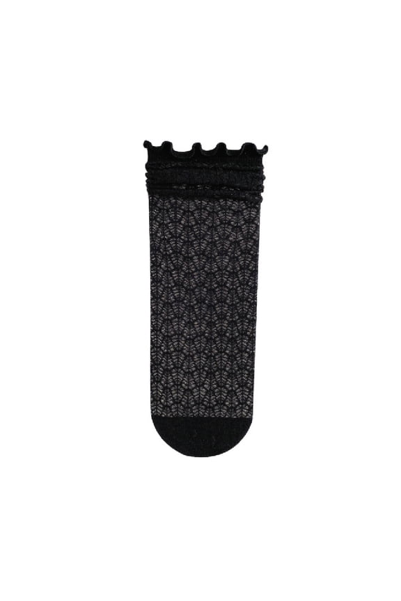 Women's cotton knit booty socks knee high garter with lace trim