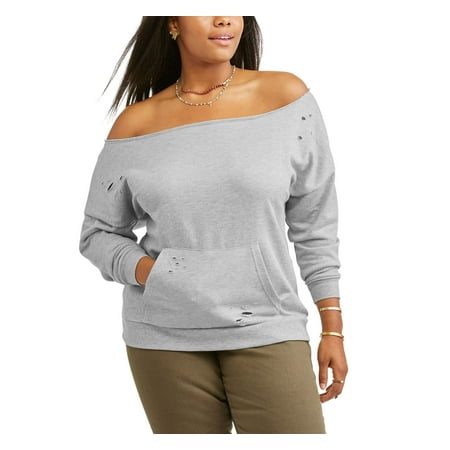 Junior Plus Destructed Pocket Front Sweatshirt