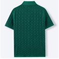 thumbnail image 3 of Men's Short Sleeve Knit Button-Down Shirt, Textured Cable Knit Polo Collar Casual Summer Shirt, 3 of 11