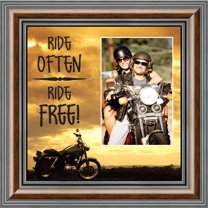 Classic Motorcycle "Ride Often, Ride Free" Sunset with Personalized Picture Frame, 10X10 9763