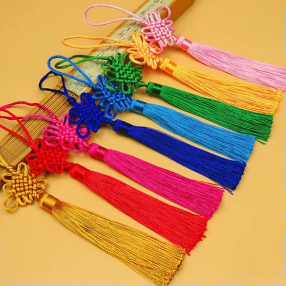 K-KED 2PCS Lucky Braided Chinese Knot Tassel String Pendant Bag Car Home Decoration-Random one