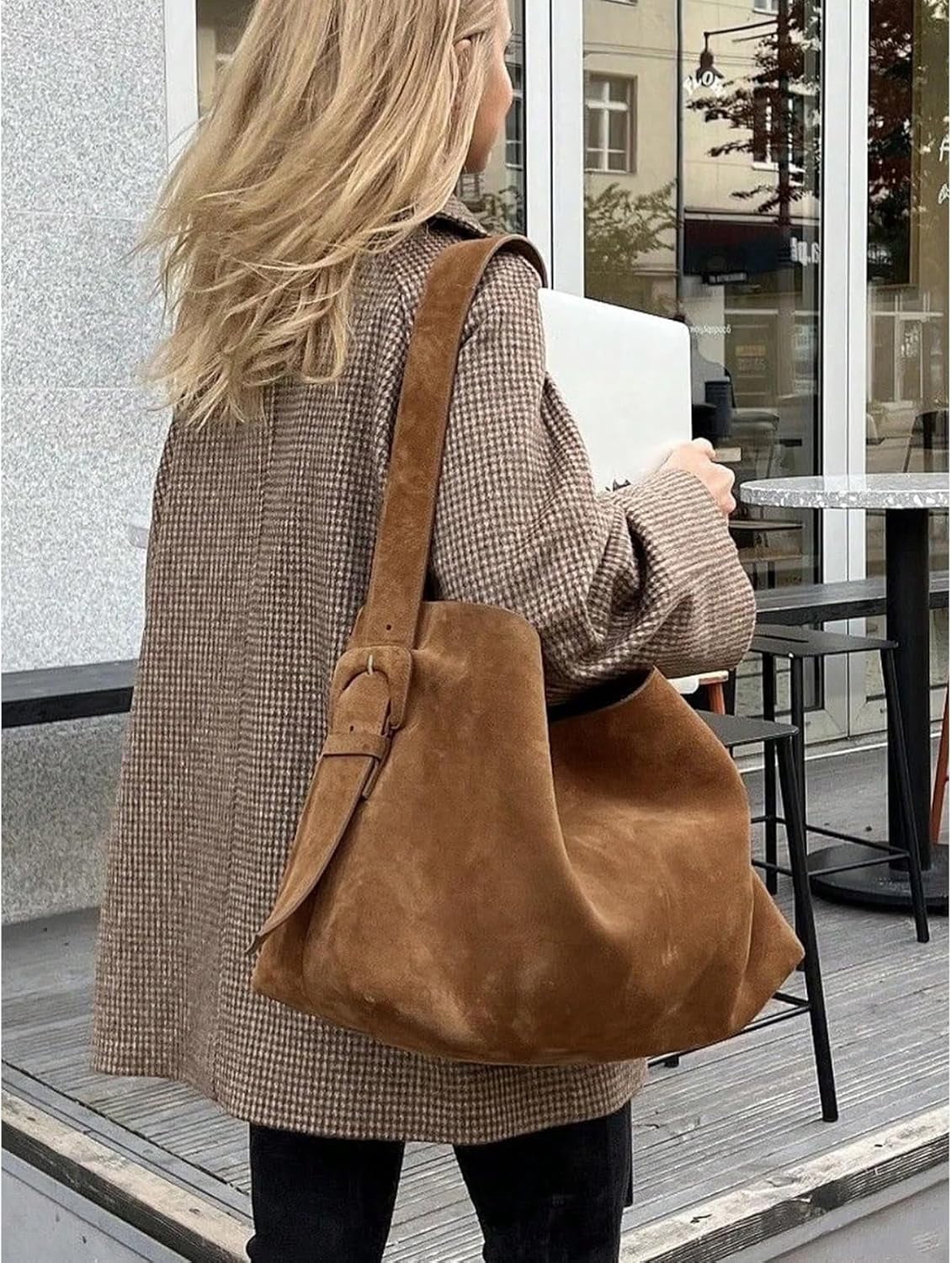 SPEKSEE Suede Tote Bag for Women Large Tote Purse Handbags Crossbody Designer Purse Vintage Soft Suede Working Bag
