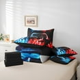 thumbnail image 6 of jejeloiu Teens Gamepad Bedding Comforter Set 7pcs,Modern Gamer Queen Bedding Sets,Blue Red Flame Queen Sheet Sets For Boys Kids,Ultra Soft Home Decor Reversible, 6 of 8