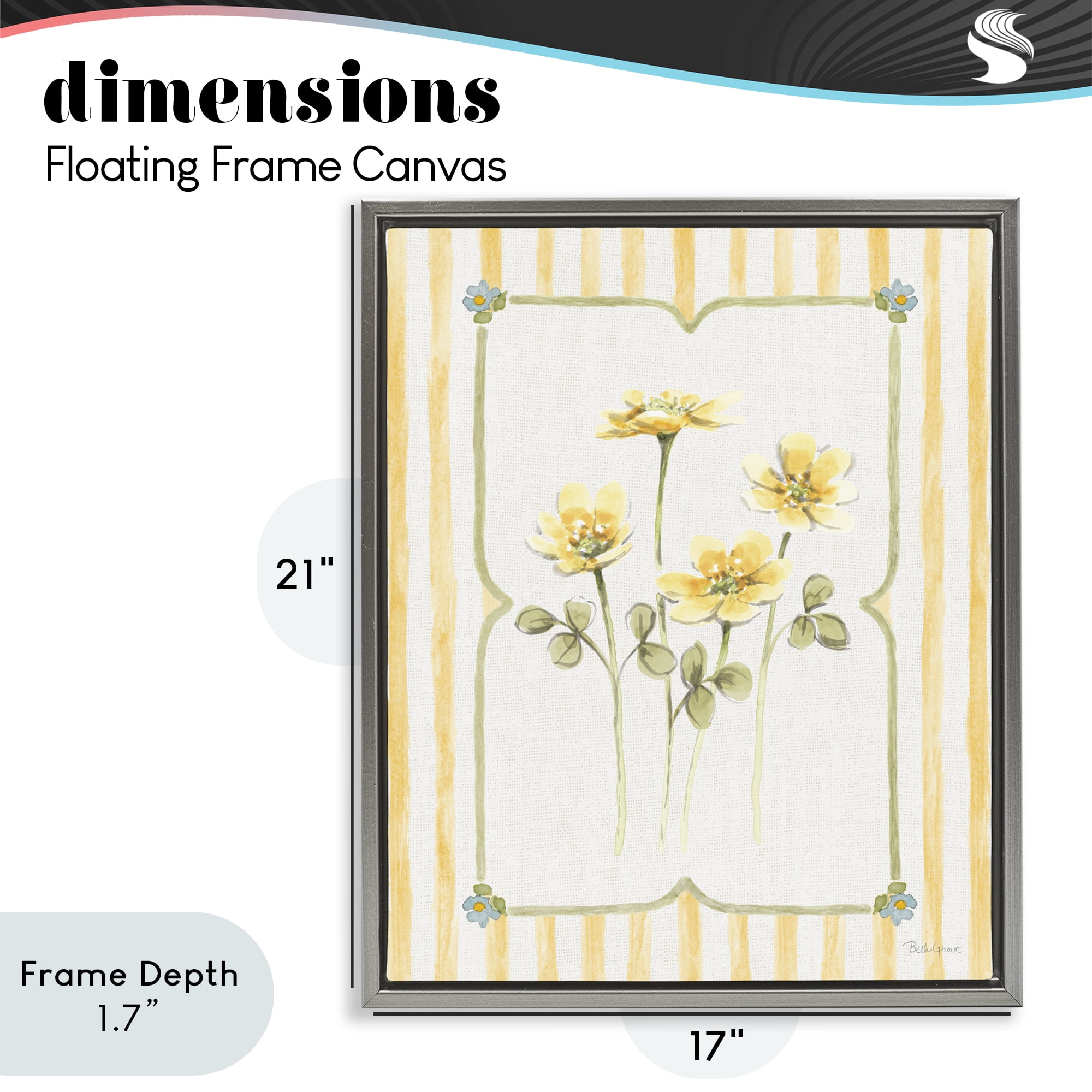 Stupell Industries Sweet Honey Florals Gray Framed Floater Canvas Wall Art, design by Beth Grove