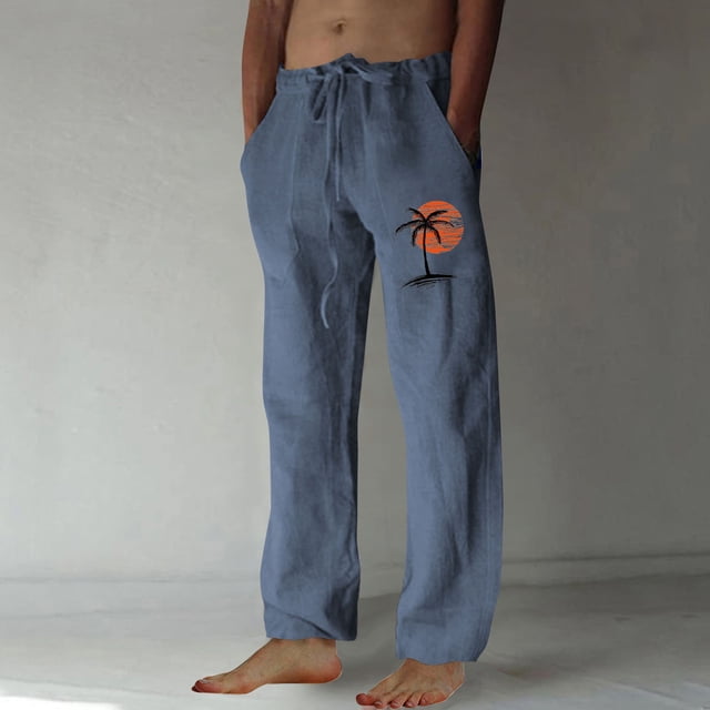 Pantalones largos para hombre, moda, estampados, casuales, cintura elástica con bolsillo, pantalones deportivos, pantalones de poliéster para hombre.