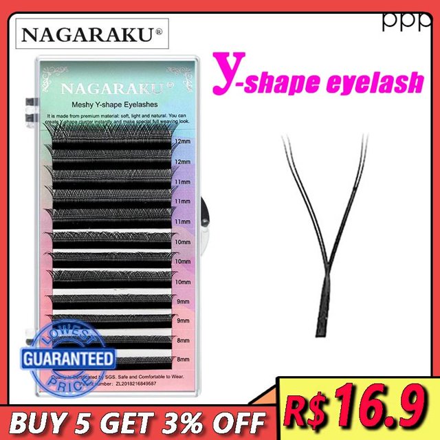 NAGARAKU YY Shape Tejido A Mano Premium Suave Luz Natural Extensión De Pestañas Suministros Maquillaje Malla Red Cruz Falsa Individual